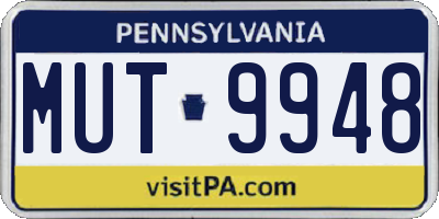 PA license plate MUT9948