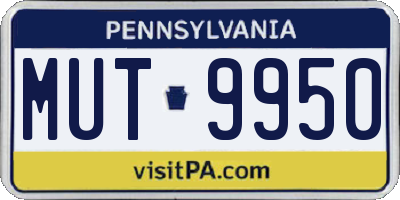 PA license plate MUT9950