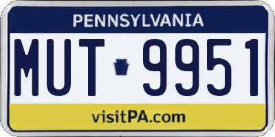 PA license plate MUT9951