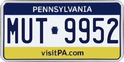 PA license plate MUT9952