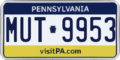 PA license plate MUT9953