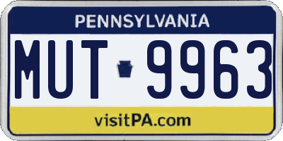 PA license plate MUT9963