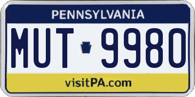 PA license plate MUT9980