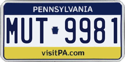 PA license plate MUT9981