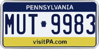 PA license plate MUT9983