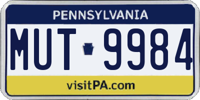 PA license plate MUT9984
