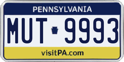PA license plate MUT9993