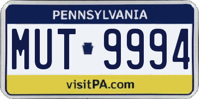 PA license plate MUT9994