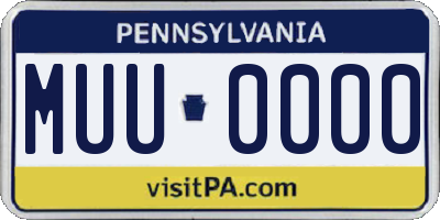 PA license plate MUU0000
