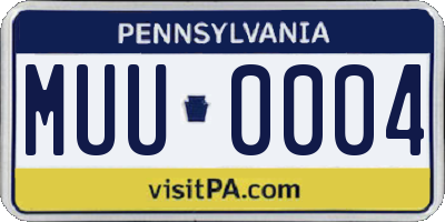 PA license plate MUU0004