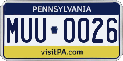 PA license plate MUU0026