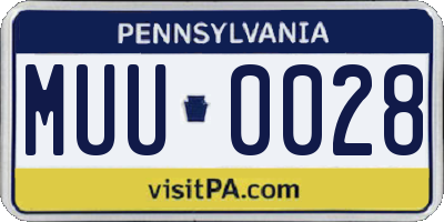 PA license plate MUU0028