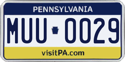 PA license plate MUU0029