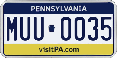 PA license plate MUU0035
