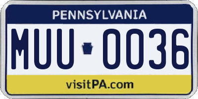 PA license plate MUU0036
