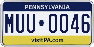 PA license plate MUU0046