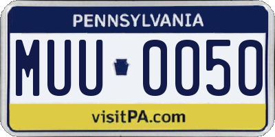 PA license plate MUU0050
