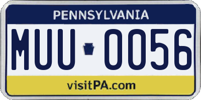PA license plate MUU0056