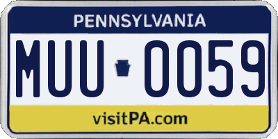 PA license plate MUU0059