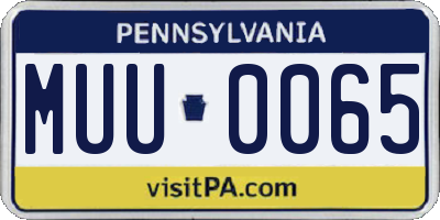 PA license plate MUU0065
