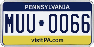 PA license plate MUU0066