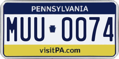 PA license plate MUU0074