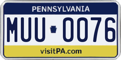 PA license plate MUU0076
