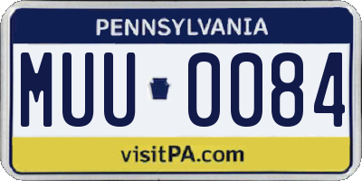 PA license plate MUU0084