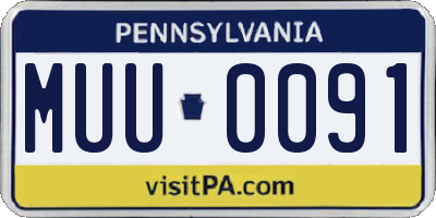 PA license plate MUU0091