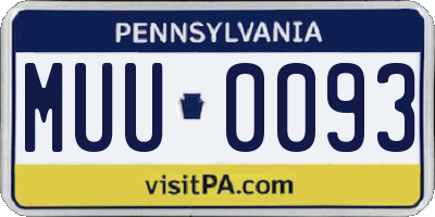 PA license plate MUU0093