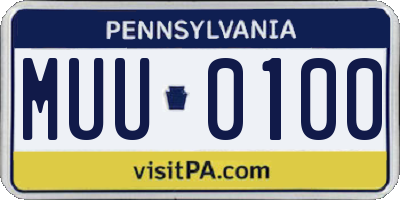 PA license plate MUU0100