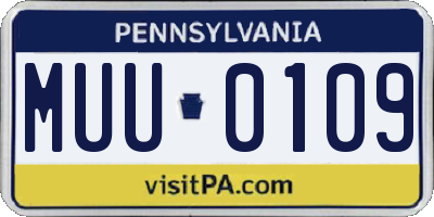 PA license plate MUU0109