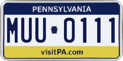 PA license plate MUU0111