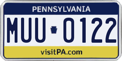 PA license plate MUU0122