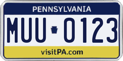 PA license plate MUU0123