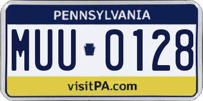 PA license plate MUU0128