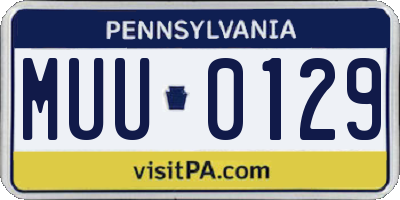 PA license plate MUU0129