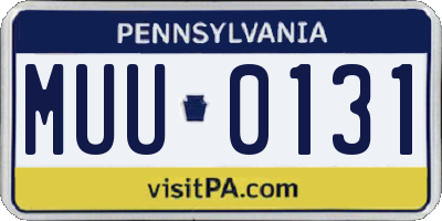 PA license plate MUU0131