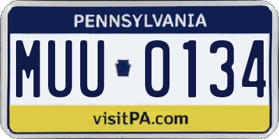 PA license plate MUU0134