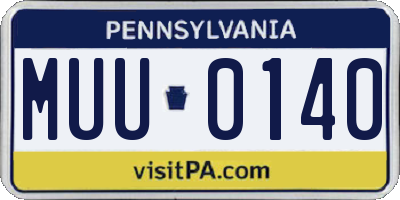 PA license plate MUU0140