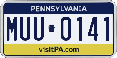 PA license plate MUU0141