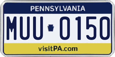 PA license plate MUU0150