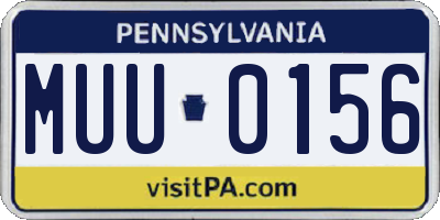 PA license plate MUU0156