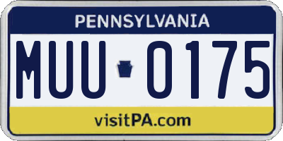 PA license plate MUU0175