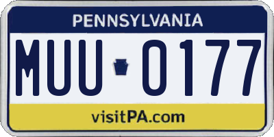 PA license plate MUU0177