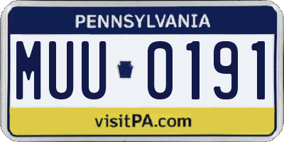 PA license plate MUU0191
