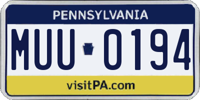 PA license plate MUU0194