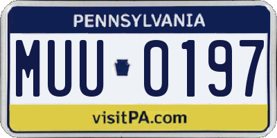 PA license plate MUU0197