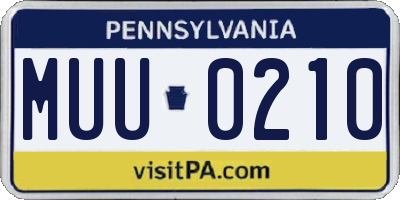 PA license plate MUU0210