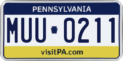 PA license plate MUU0211